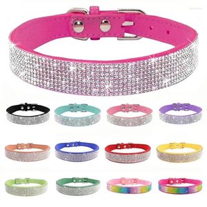 Dog Collars Fiber Small For Cats Zinc Alloy Crystal S Glitter Buckle Comfortable Rhinestone Suede