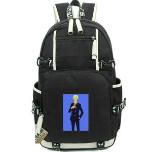 Sanji mochila One Piece daypack Stealth Preto bolsa escolar Pacote de desenho animado Mochila impressa Mochila escolar casual Pacote de dia para computador