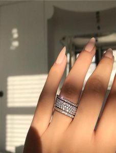 Mulher de cristal jóias vecalon Starlight Promise Ring 100925 prata esterlina cinco camadas deslumbrantes diamante cz noivado casamento ba1281616