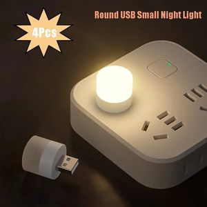 4pcs Mini LED Night Night Light USB Plug-in LED Pequena parede clara Montagem USB ROUN