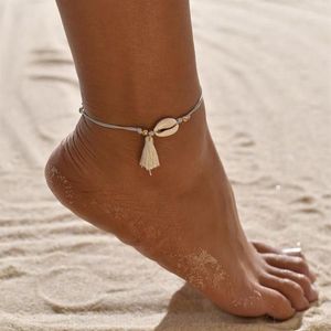 Tornozeleiras Modyle Seashell Anklet For Women Foot Jewelry Summer Summer Beach Barefoot Bracelet tornozelo na perna Strap Bohemian Acessórios313D