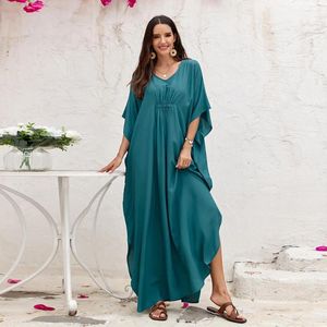 Women's Swimwear Summer Women 2024 Outfits Beach Dress Cover Ups For Female Set Outing Kaftan 9 Color Solid Elegant Robe Vacation Bikini Sun