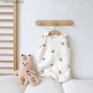 Sacos de dormir dos desenhos animados do bebê saco de dormir grosso cobertor do bebê macio anti-pontapé colcha crianças colete quente velo crianças saco de dormir beddingl231225