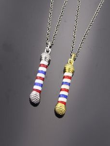 Colares de pingente Barber Shop Pole 3D Colar Luxuoso Long Chain Cabeleireiro Souvenir Collier Jewelry7611616