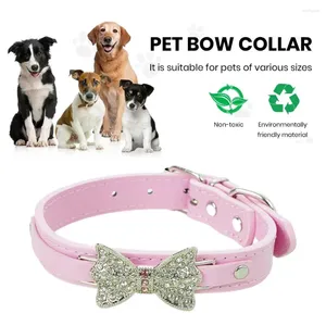 Collari per cani Collare per animali decorato con fiocco Fiocco con strass scintillanti con fibbia in metallo regolabile Gatto alla moda piccolo per cani