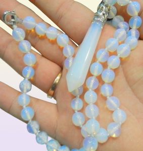 六角形の宝石治癒Chakra reiki Opal Opalite Stone Pendant Necklace 18Quot9443413