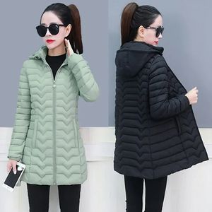 Kvinnor Parka Winter Jacka Middle Old Hooded Mid Long Coat Warm Ladies Outwear Högkvalitativ bomullsajonerad Casual kvinnliga toppar 231222