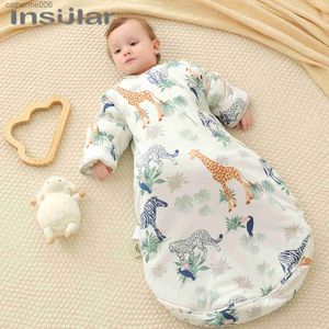 Sleeping Bags Toddler Winter Sleeping Bags Infant Warm Cotton Pajamas Little Kids Cartoon One Piece Bedtime Playsuits Baby Sleepsack Foot MuffL231225