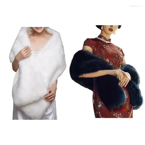 スカーフY166チョンサム女性のための毛皮のようなフェイクフーズショールスカーフ冬の結婚式のパーティーネックラップソリッドカラー温かいぬいぐるみフォーマルウェア
