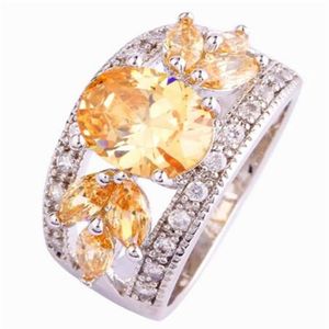 Handgjorda Fashion Champagne Morganite Silver Ring Size 7 8 9 10 11 12 Platerade smycken Women Whole303T