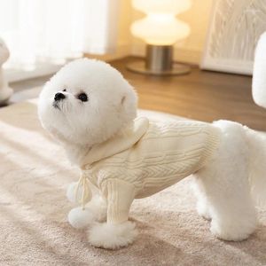 犬のアパレルテディソリッドセーター秋と冬の子犬温かいニットウェア2脚の衣類ペットパーカーシュナウザープルオーバーXS-XL