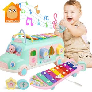 Kids Music Bus Toys Instrument Instrument Piano Piano Adorável Blocos Classificando Aprendendo Brinquedos Educacionais para Crianças 231225