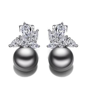 Modne kolczyki z symulowaną szarą perłową Oorbellen Drop Whatle Women Earring Oświadczenie Jewelry 8207043