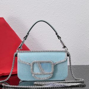 Bolsa feminina designer cristal diamante v balde bolsa crossbody corrente abas estilo europeu e americano bolsa de couro nas axilas