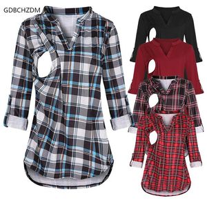 Shirts Maternity Clothes Blouses Shirts Long Sleeve Striped Nursing Tops Blouse For Breastfeeding Clothes Women Maternity Tshirt