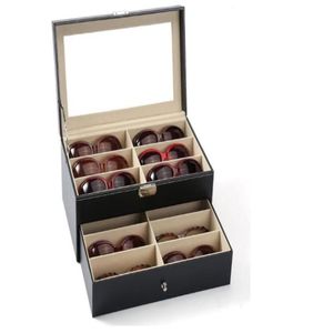 12 pieces capacity lockable eyeglass counter table display box sunglass presentation case double tray eyewear collection storage b5153639