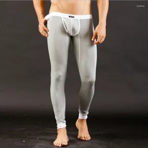 Mäns sömnkläder Modal Autumn Pants Youth Low Rise Sexig tunn varm High Stretch Leggings Gratis trosor Linje Underbyxor