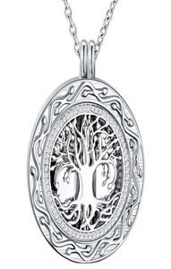 Collana con urna crematoria rotonda con albero della vita, gioielli per cremazione, ceneri, kit imbuto con ciondolo ricordo commemorativo incluso7003883