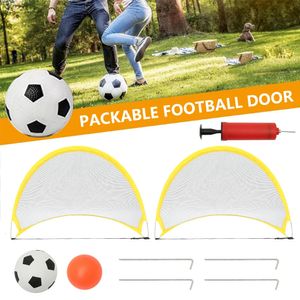 2Pcs Foldable Football Goals Playmaker Portable Goal Set for Training Pickup Games Sports Pop Up Dome Shaped with Ball 231225