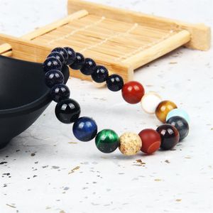 Steinschmuck acht Planeten Perlen Armband Männer Natural Mix Stones Universum Yoga Chakra Solararmbänder Schmuck293c