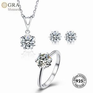 Conjuntos de joias femininas para noivas em prata esterlina 925 sólida com diamante moissanite pronto para enviar