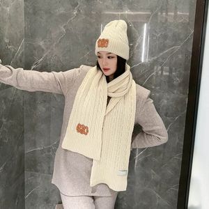 Lenço de grife e gorro define lenço de cashmere mulheres masculas chapéus de malha de inverno