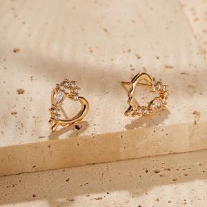 Brincos de garanhão luxo de alta qualidade de cobre 18k Real Gold Sweet Love Design Simple Inst for Women Jewelry Gift Wholesale