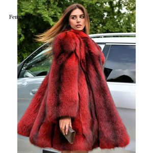 Jackets Fengguilai Inverno Fake Fox Fur Coat Women Whole Skin Whole Genuine Fox Fur Fement