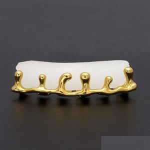 Grillz Dental Grills Custom Fit Gold Color Hip Hop Dentes Gotejamento Grillz Caps Lower Bottom Grill Sier Grills337Q Drop Delivery Jóias B Dhcwm