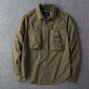 Marken-Herren-Retro-Cargo-Hemdjacke, Militäruniform, lässiges Gesellschaftskleid, Safari-Stil-Hemden, Herren-Top, Boyfriend-Kleidung 231225