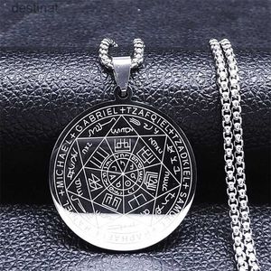 Perlen Halsketten sieben Erzengel Amulett Edelstahl Halsketten Männer Seal of Solomon Talisman Halskette Schutz Schmuckkragen Hombre N1162S2L231225