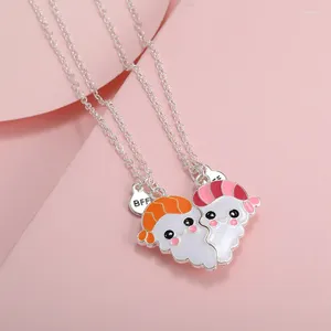 Anhänger Halsketten 2pcs/set niedliche Mini Sushi für Mädchen Kinder Kinder Freundschaft BFF Freund Kinder Schmuck Geschenk