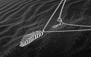 Flashing Light Feather CZ Diamond Necklace for 925 Sterling Silver High Quality Ladies Pendant Necklace with Original Box5451532