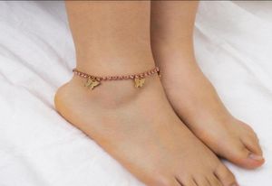 Hip hop Fashion butterfly tennis chain anklets women Zircon brilliant Body Jewelry Chain Link 2020 Newest jewelry7370893