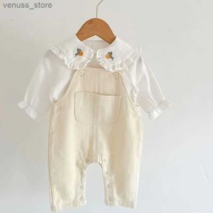 Clothing Sets Children Clothes Suit Infant Baby Girls Clothing Set Long Sleeve Embroidered Shirt+Denim Jumpsuit Autumn Spring Clothes Suit