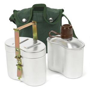 Conjunto de cantina de alumínio portátil, cozinha, com copo e capa, acampamento ao ar livre, kit de bagunça para caminhadas, mochilão, piquenique