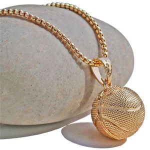 Basketball Anhänger Halskette Gold Edelstahl Kette Halskette Frauen Menschen Sport Hip Hop Schmuck Basketball Fußballliebhaber Geschenk294r