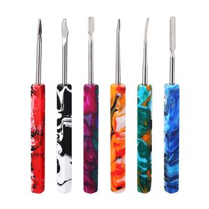 2024 Accessoires Rosin Dab Tool Kit Trockener Kräutern Dabber -Werkzeuge Quadratharz Griff graben Wachs Ölpickelbehälter mit Kunststoffrohrverpackung