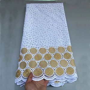 5 Yard Organza francese nigeriana con filo d'oro Tessuto di maglia di tulle africano di pizzo netto di alta qualità per la gonna della festa nuziale Materiale 231225