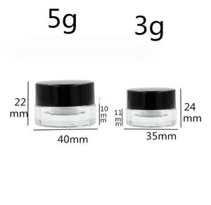 5 ml mini jarra de vidro de vidro reabastecer garrafa de vidro largo mini garrafa jarra de jarra com caixa de armazenamento de tampa preta para bálsamo labial de óleo Cosméticos de cera