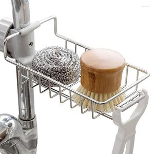 Kitchen Storage Sink Faucet Shelf Stainless Steel Sponge Holder Adjustable Dishcloth Towel Rack