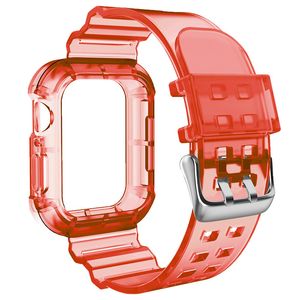 Fall+rem för Apple Watch Band 44mm 40mm 45mm 41mm 42mm 38mm Tillbehör Transparent silikonarmband Iwatch Series 8 3 6 SE 500st