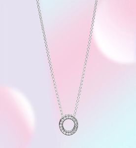 НОВОЕ ожерелье из стерлингового серебра 100 925 пробы с любящими сердечками, прозрачное подходящее маленькое круглое подарочное украшение на ключицу, цепочка, ювелирные изделия 397436CZ4433244
