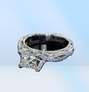 Anello vintage da donna Anello di fidanzamento in argento sterling 925 con diamante da 2 ct fatto a mano con taglio principessa per donna1100160