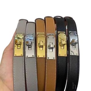 Belts Unisex designer belt man gold plated leather belts buckle ceinture thin adjustable size trendy gray black brown mens belts for women designer solid color YD013