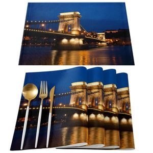 Lake Bridge at Night Table Mat Wedding Holiday Party Dining Placemat Kitchen Accessories Servett 231225