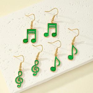 Note di orecchini a pennagliera Musica Black and Green Asimmetric Set Women Girl Party Accessorio Gioielli Bijoux 2023 Gift Wholesale