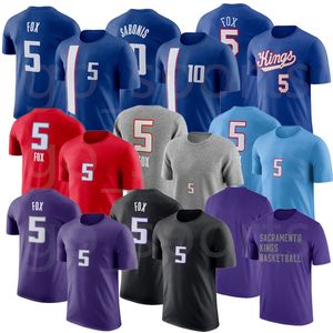 Män kvinnor märke fans basket tröjor 5 de'aaron 10 domantas sabonis toppar tees vuxna dam sport kort ärm t-shirt American street casual kläder