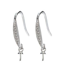 Earrings Settings 925 Sterling Silver Zircon Hook Findings DIY Jewelry Making for Drop Pearl 5 Pairs4308468