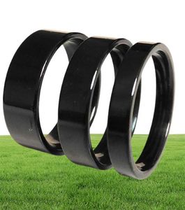 Whole 100pcs Mix lot of 4mm 6mm 8mm BLACK Flat band Comfortfit 316L Stainless Steel Ring Unisex Simple Classic Elegant Jewelr8722547
